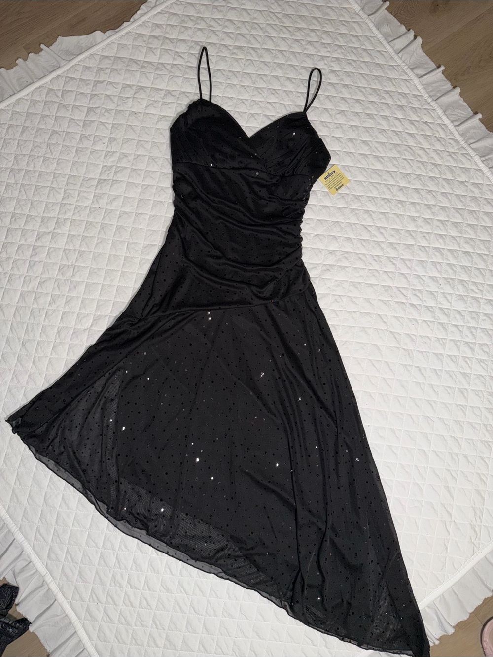 Jessica Black Asymmetrical Sparkle Slip Dress